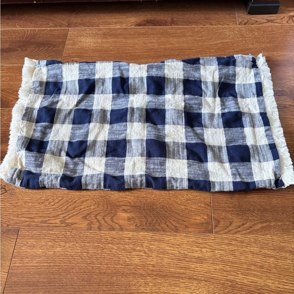 Plaid Accent Pillow Cover - Blue and White